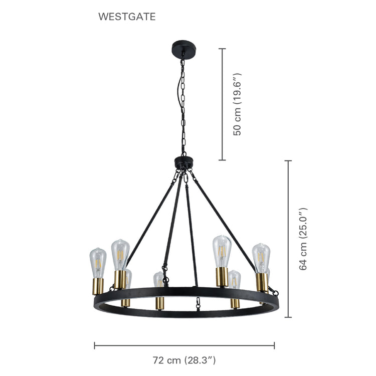 Xtricity - Luminaire Suspendu à 6 Lumières, Largeur de 28.3'', De la Collection WestGate, Noir - Simple Boutique