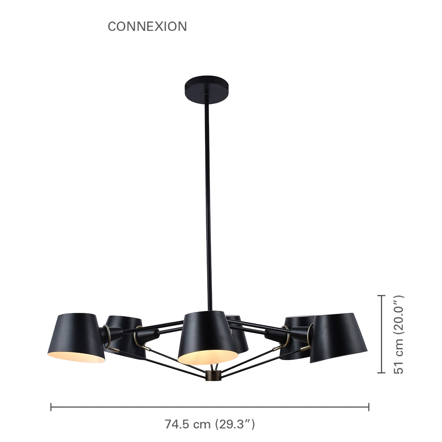 Xtricity - Luminaire Suspendu à 6 Lumières, Largeur de 29.3'', De la Collection Connexion, Noir - Simple Boutique