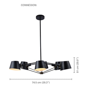 Xtricity - Luminaire Suspendu à 6 Lumières, Largeur de 29.3'', De la Collection Connexion, Noir - Simple Boutique