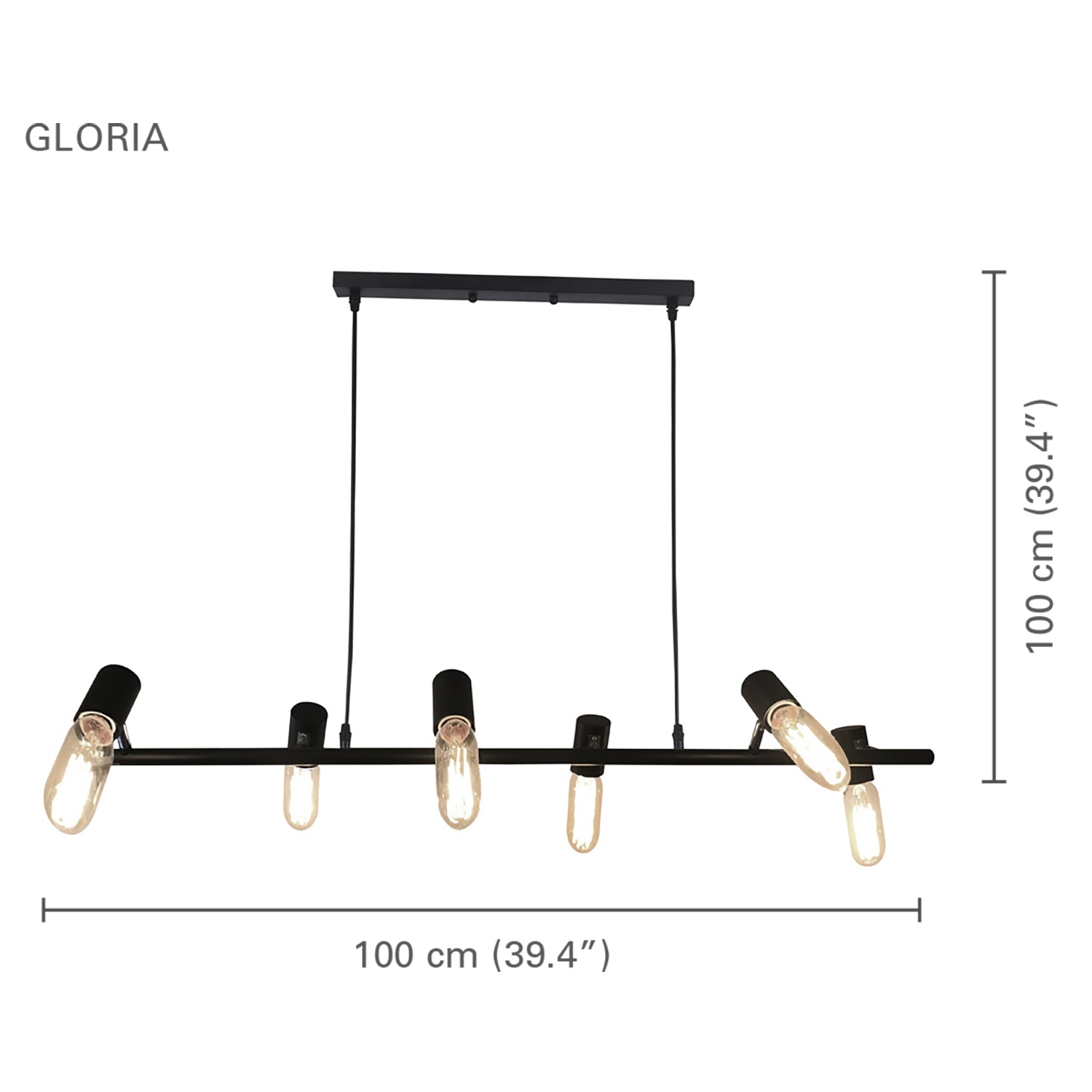 Xtricity - Luminaire Suspendu à 6 Lumières, Largeur de 39.3'', De la Collection Gloria, Noir - Simple Boutique