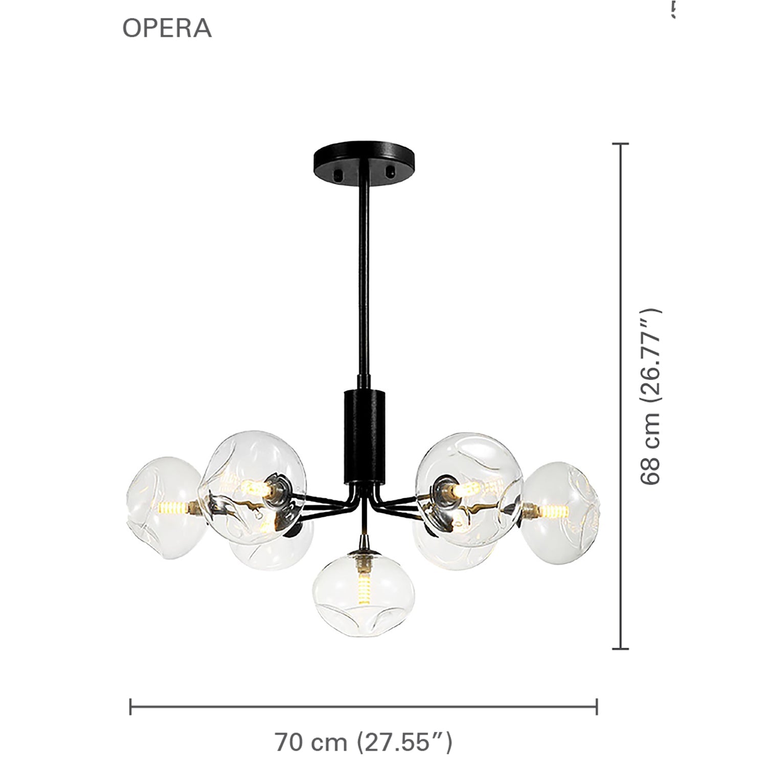 Xtricity - Luminaire Suspendu à 7 Lumières, Largeur de 27.55'', De la Collection Opera, Noir - Simple Boutique