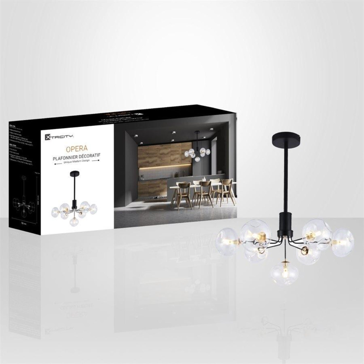 Xtricity - Luminaire Suspendu à 7 Lumières, Largeur de 27.55'', De la Collection Opera, Noir - Simple Boutique