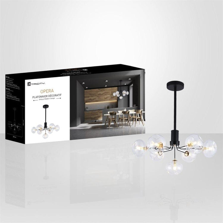 Xtricity - Luminaire Suspendu à 7 Lumières, Largeur de 27.55'', De la Collection Opera, Noir - Simple Boutique
