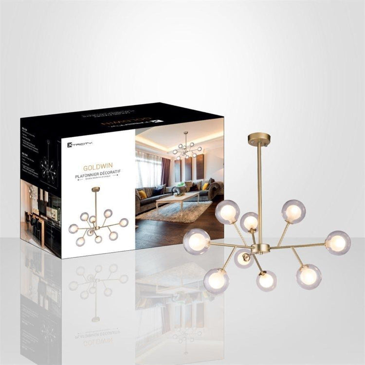 Xtricity - Luminaire Suspendu à 9 Lumières, Largeur de 27.5'', De la Collection Goldwin, Or - Simple Boutique
