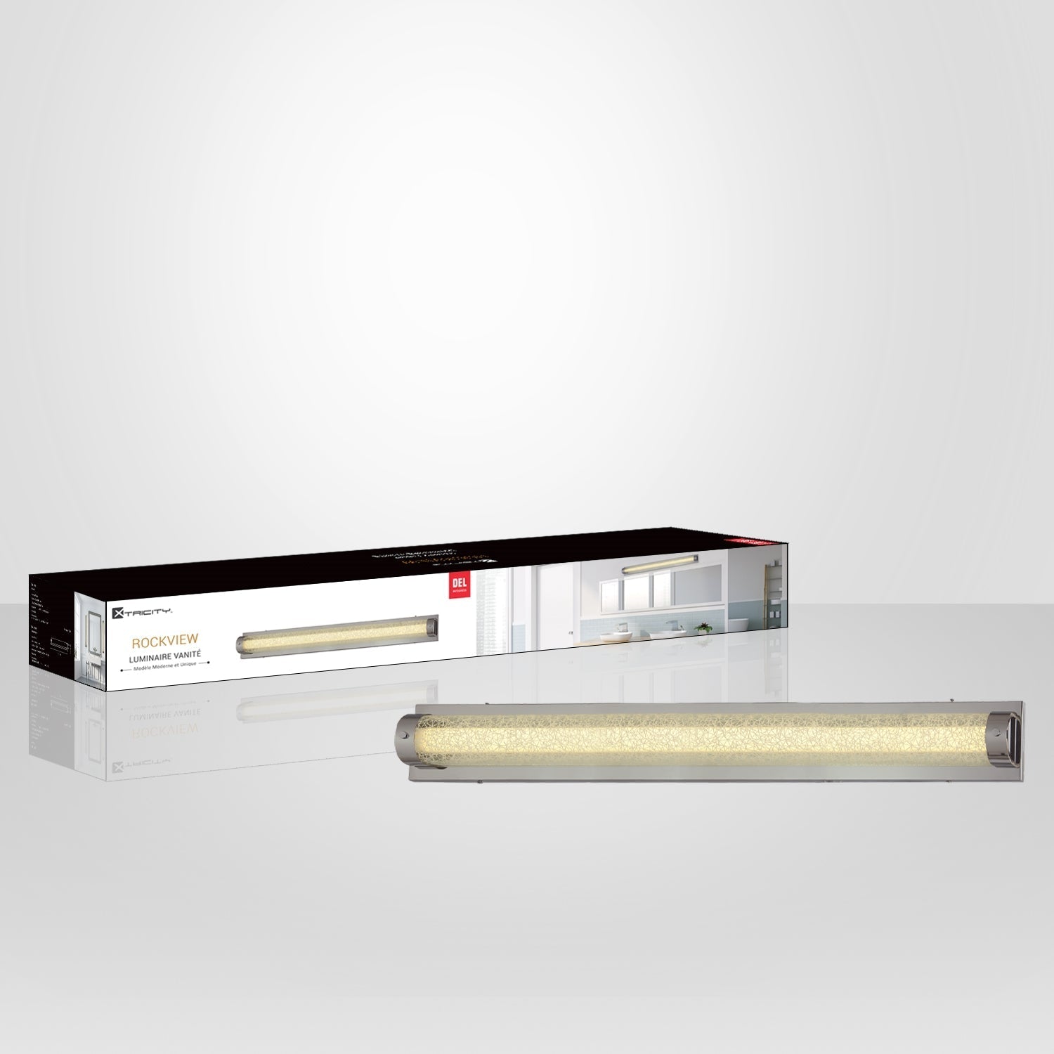 Xtricity - Luminaire Vanité au DEL, Largeur 35.8'', De la Collection Rockview, Fini Chromé - Simple Boutique