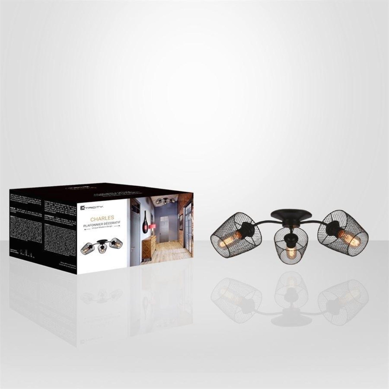 Xtricity - Luminaire à 3 Têtes, Largeur de 21.65'', De la Collection Charles, Noir - Simple Boutique