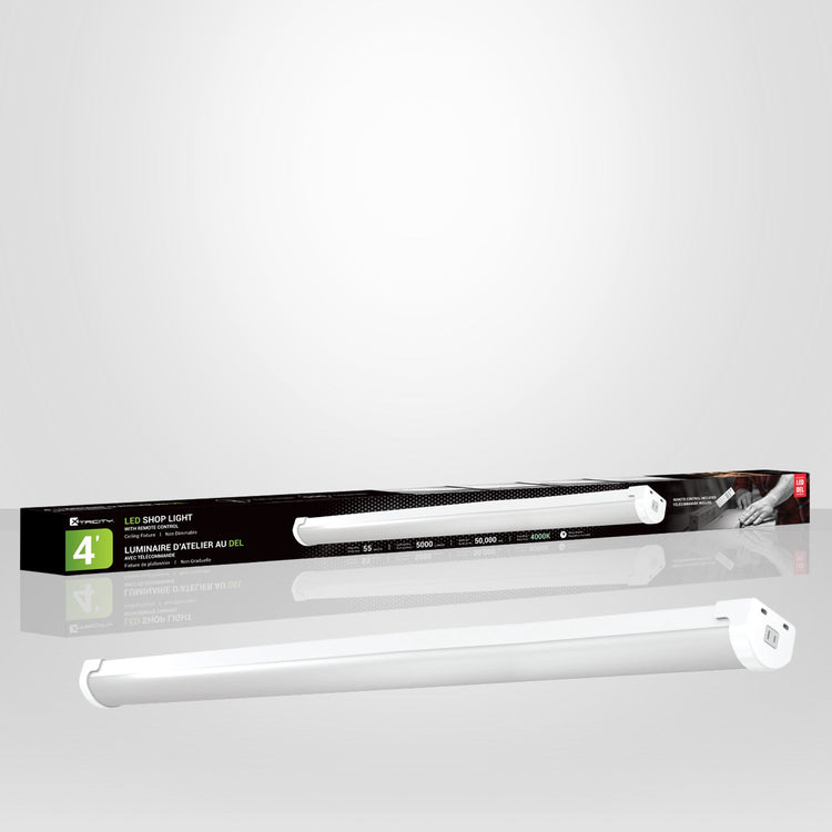 Xtricity - Luminaire d'atelier au DEL avec Télécommande, Longeur de 4 Pieds, 55W, 4000K Blanc Froid - Simple Boutique