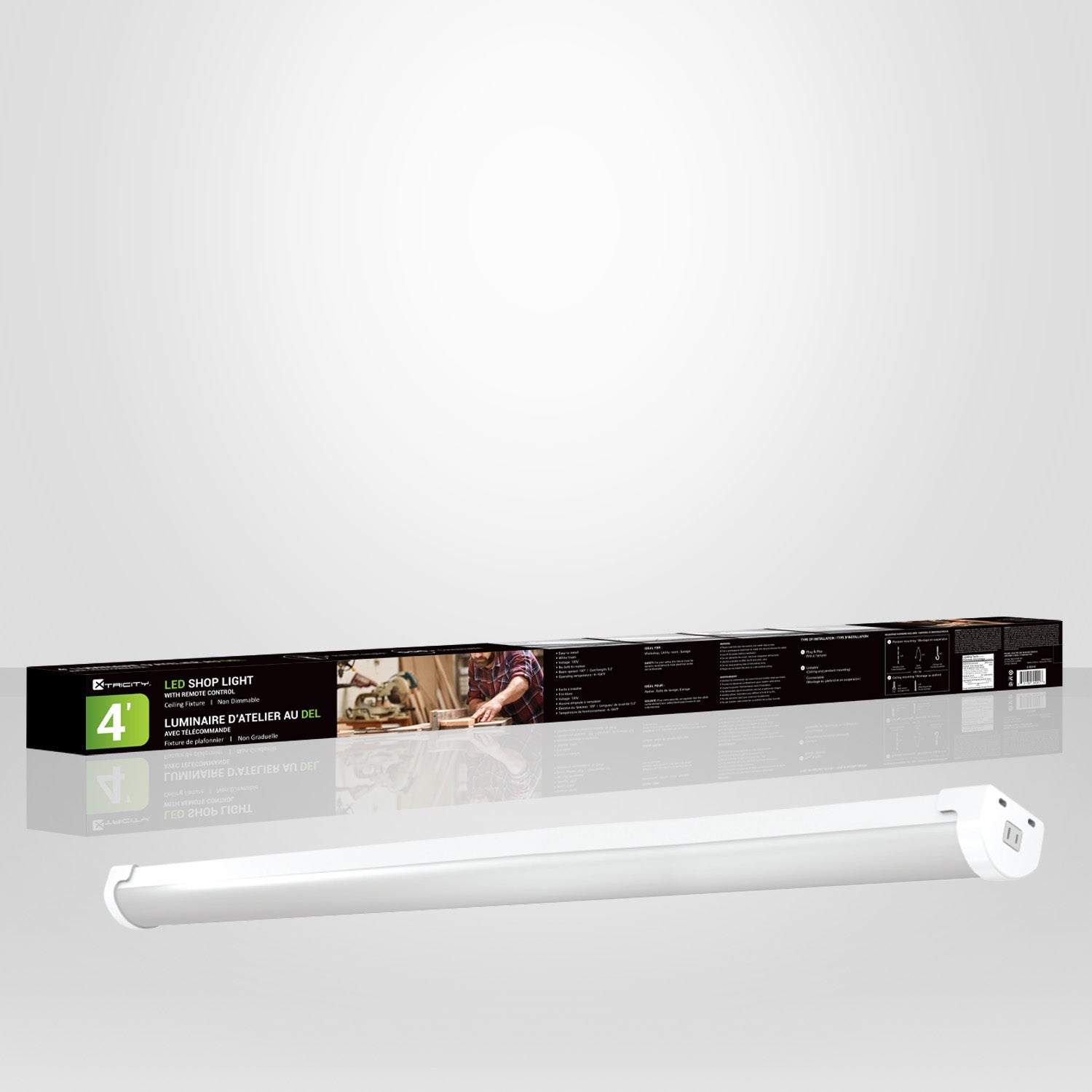Xtricity - Luminaire d'atelier au DEL avec Télécommande, Longeur de 4 Pieds, 55W, 4000K Blanc Froid - Simple Boutique