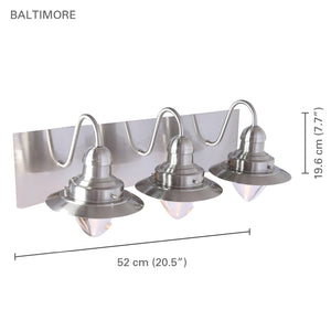 Xtricity - Luminaire de Vanité à 3 Lumières, Largeur de 20.5'', De la Collection Baltimore, Fini Nickel - Simple Boutique
