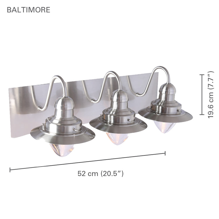 Xtricity - Luminaire de Vanité à 3 Lumières, Largeur de 20.5'', De la Collection Baltimore, Fini Nickel - Simple Boutique