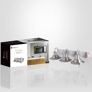 Xtricity - Luminaire de Vanité à 3 Lumières, Largeur de 20.5'', De la Collection Baltimore, Fini Nickel - Simple Boutique