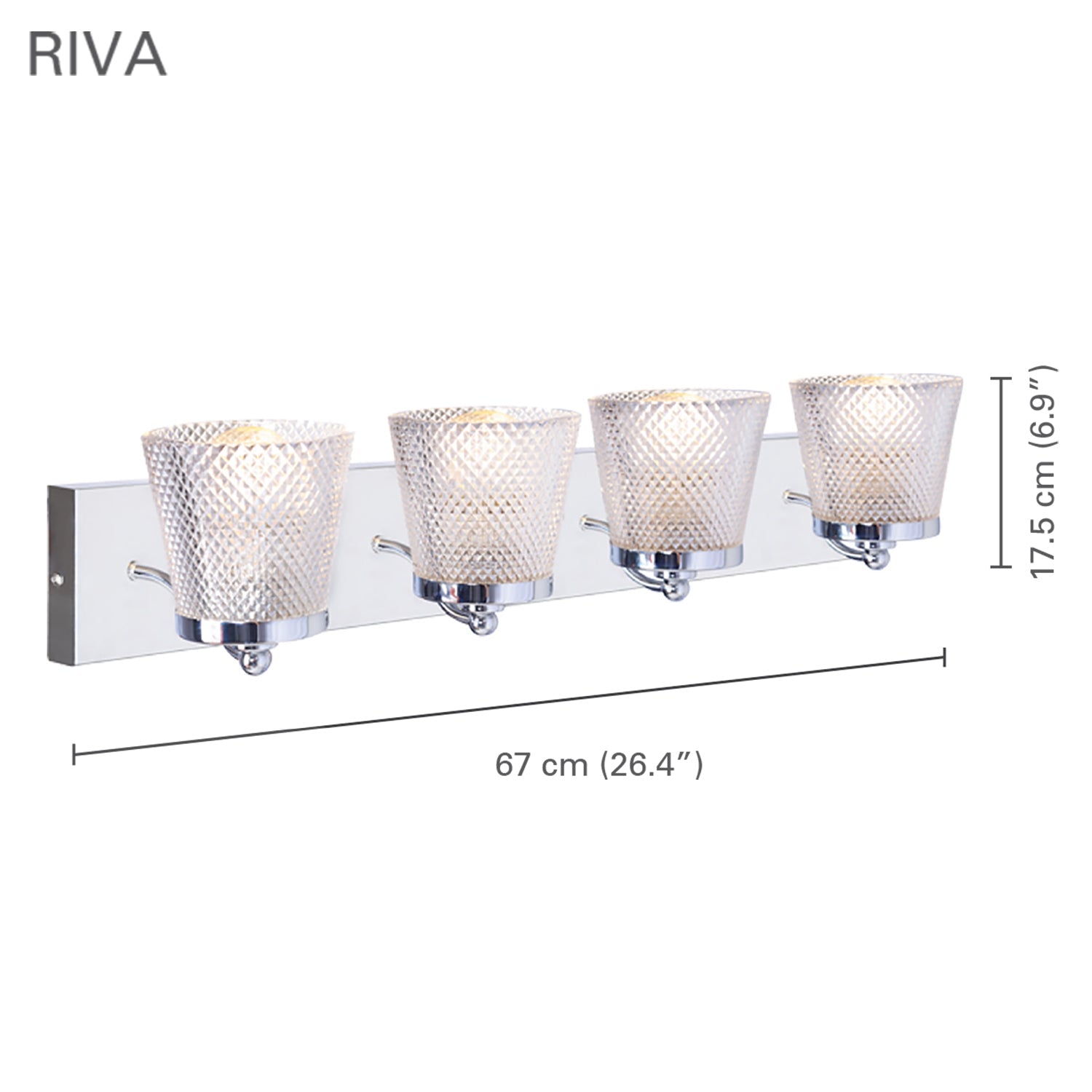 Xtricity - Luminaire de Vanité à 4 Lumières, Largeur de 26.4'', De la Collection Riva, Fini Chromé - Simple Boutique