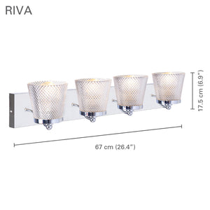 Xtricity - Luminaire de Vanité à 4 Lumières, Largeur de 26.4'', De la Collection Riva, Fini Chromé - Simple Boutique