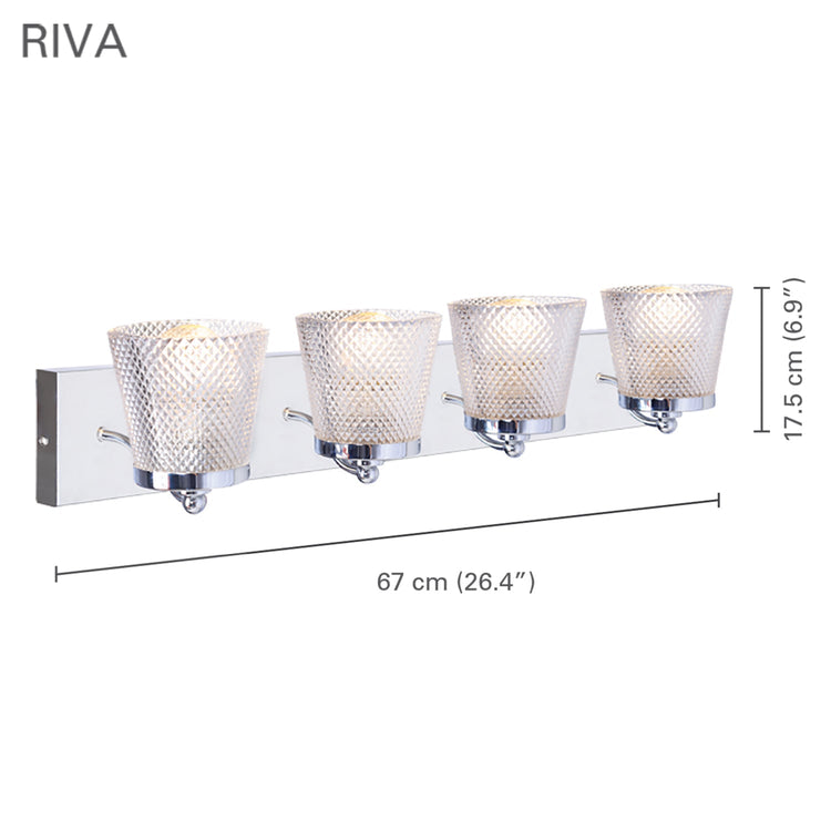 Xtricity - Luminaire de Vanité à 4 Lumières, Largeur de 26.4'', De la Collection Riva, Fini Chromé - Simple Boutique