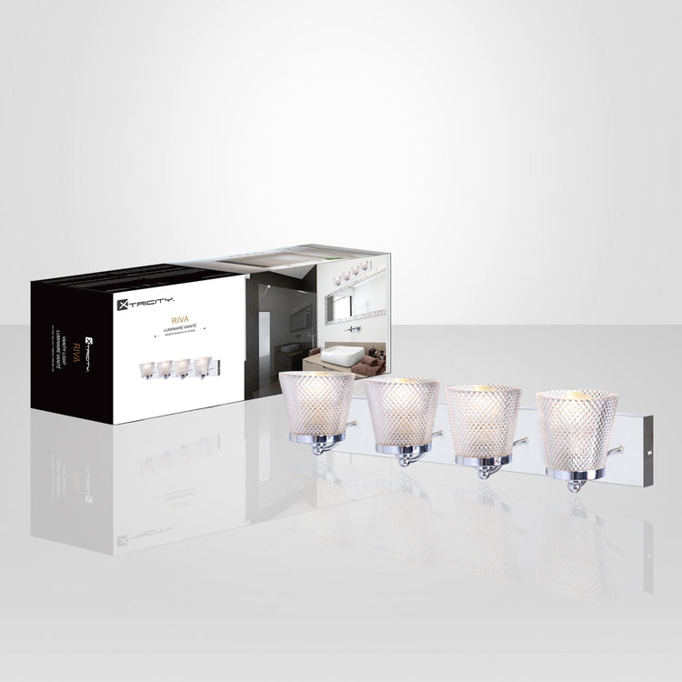 Xtricity - Luminaire de Vanité à 4 Lumières, Largeur de 26.4'', De la Collection Riva, Fini Chromé - Simple Boutique
