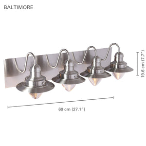 Xtricity - Luminaire de Vanité à 4 Lumières, Largeur de 27.1'', De la Collection Baltimore, Fini Nickel - Simple Boutique