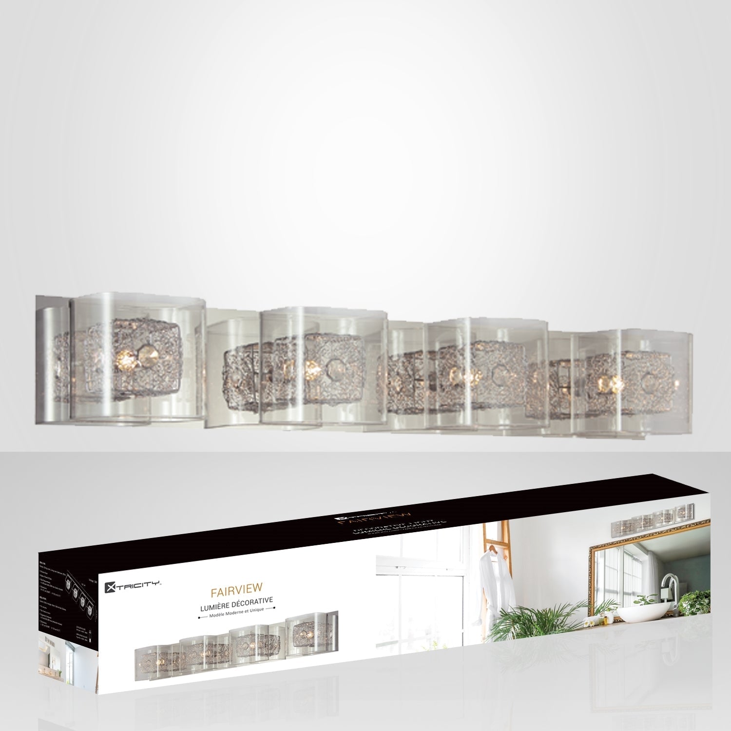 Xtricity - Luminaire de Vanité à 4 Lumières, Largeur de 30.98'', De la Collection Fairview, Fini Chromé - Simple Boutique