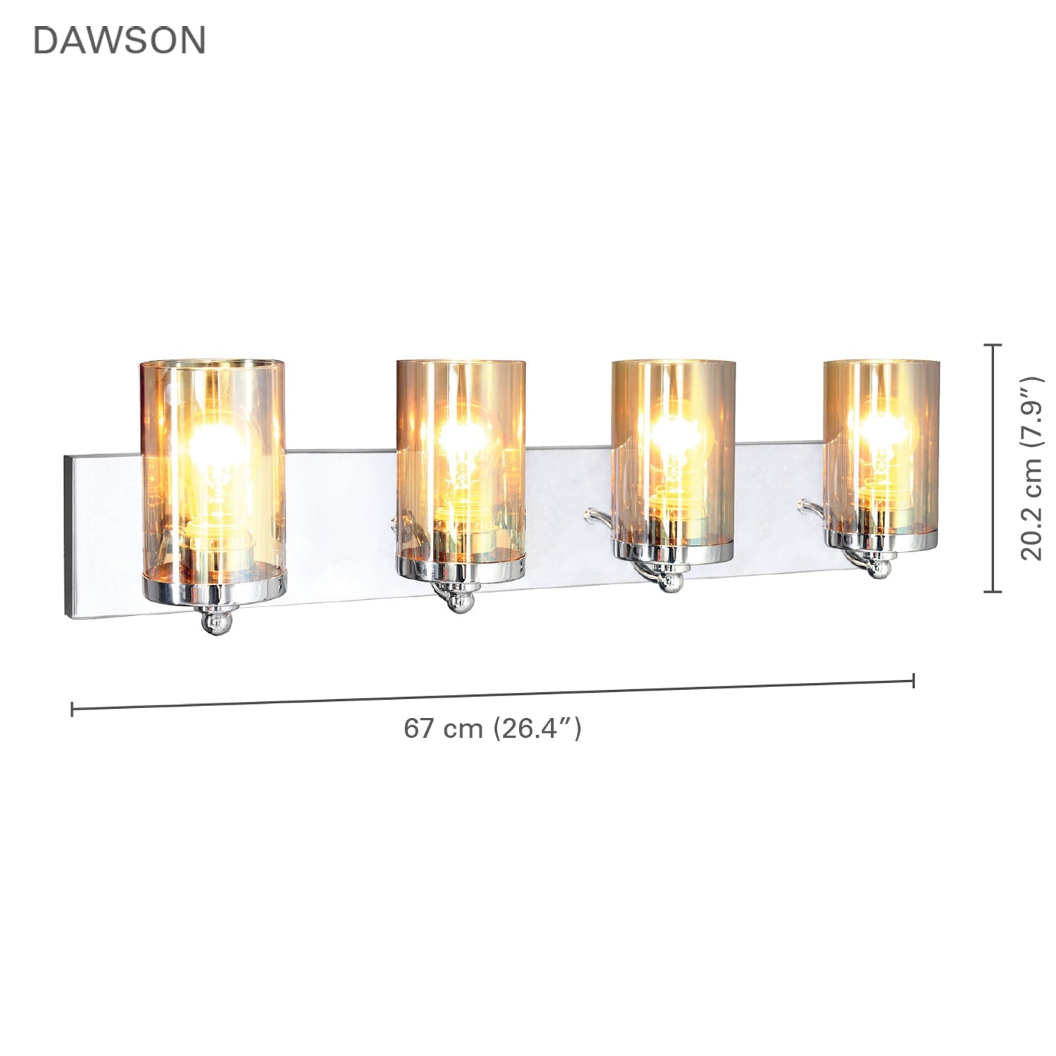 Xtricity - Luminaire de Vanité à 4 Têtes, Largeur de 26.4'', De la Collection Dawson, Fini Chromé - Simple Boutique