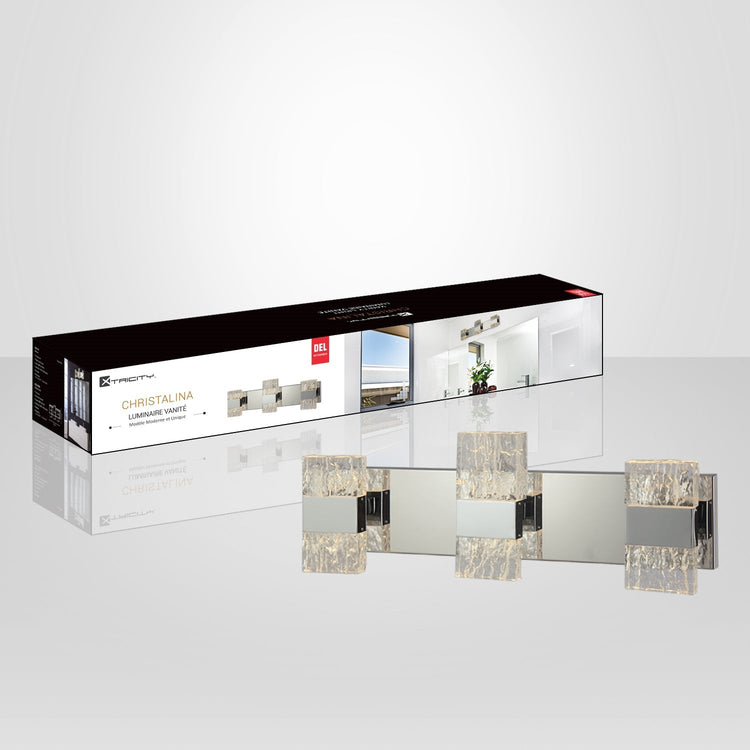 Xtricity - Luminaire de Vanité au DEL, Largeur de 24.1'', De la Collection Christalina, Fini Chromé - Simple Boutique