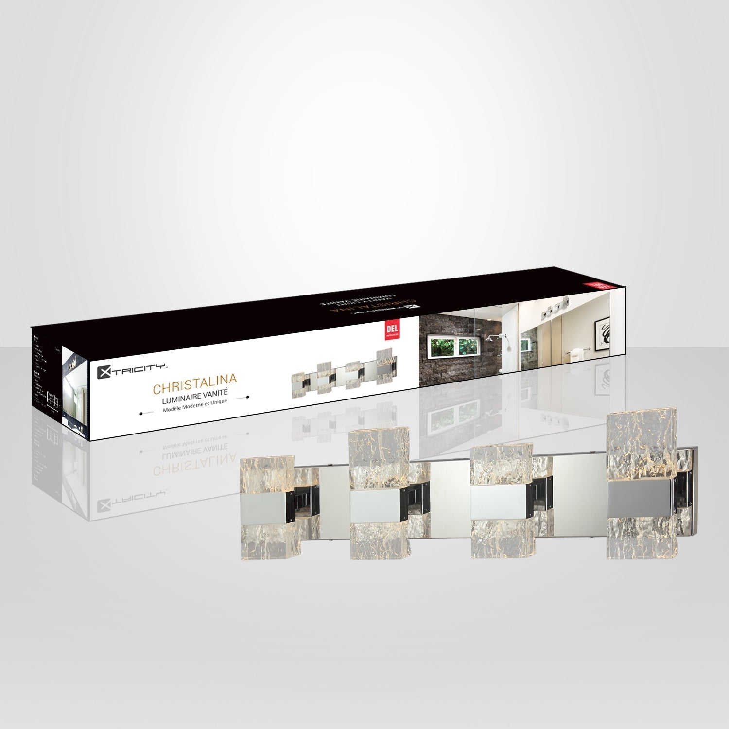 Xtricity - Luminaire de Vanité au DEL, Largeur de 29.5'', De la Collection Christalina, Fini Chromé - Simple Boutique