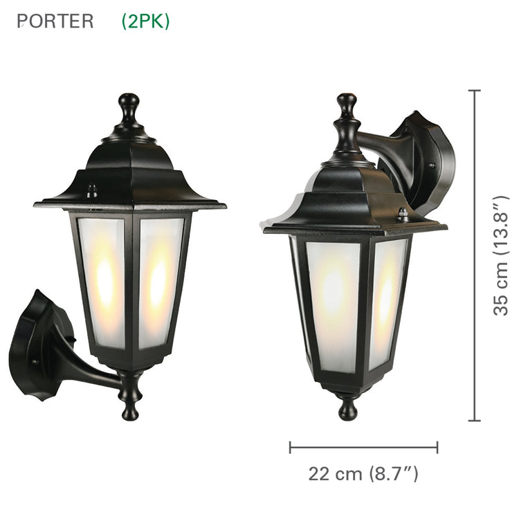 Xtricity - Luminaires Muraux Extérieurs, Hauteur de 13.78'', De la Collection Porter, Ensemble de 2, Noir - Simple Boutique