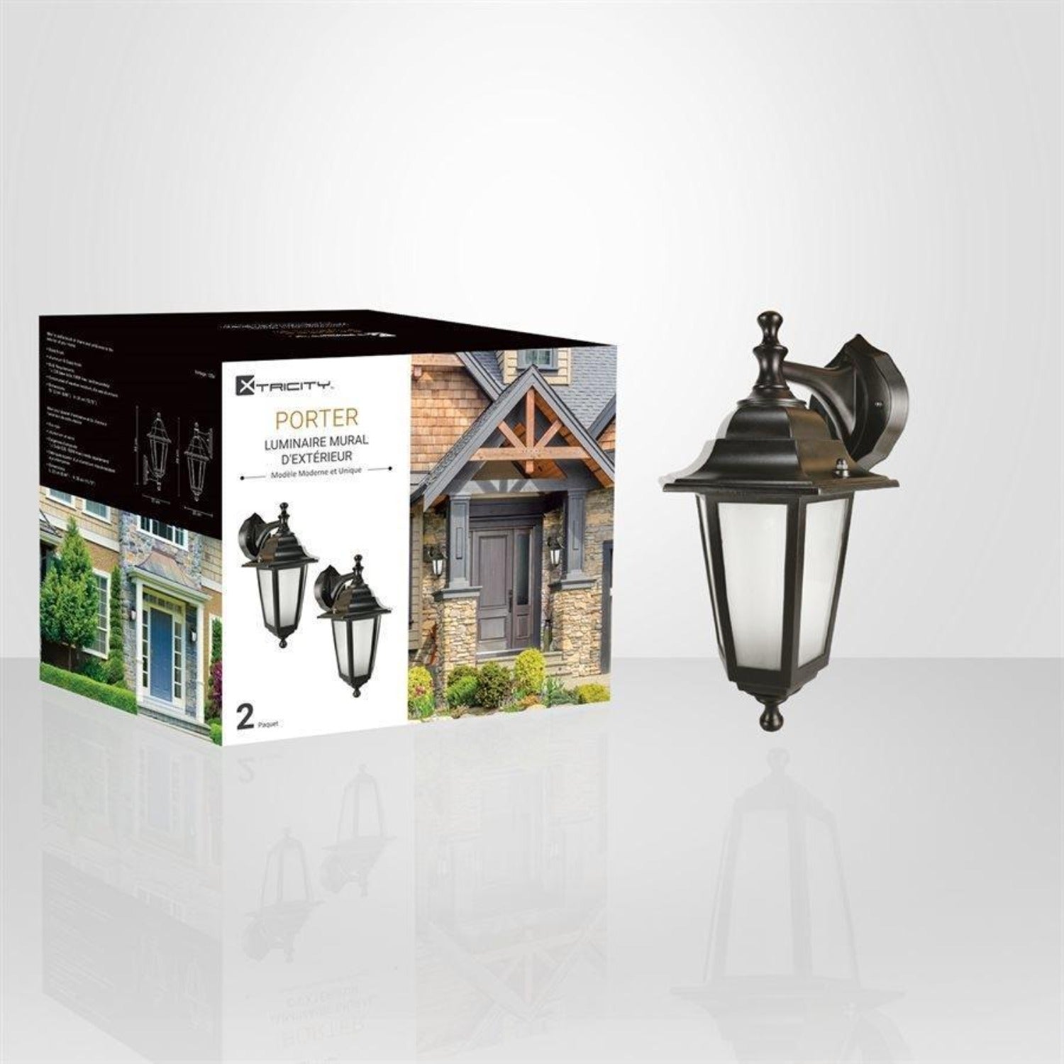 Xtricity - Luminaires Muraux Extérieurs, Hauteur de 13.78'', De la Collection Porter, Ensemble de 2, Noir - Simple Boutique