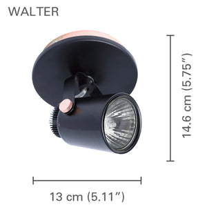 Xtricity - Plafonnier à 1 Tête, Largeur de 5.11'', De la Collection Walter, Noir - Simple Boutique