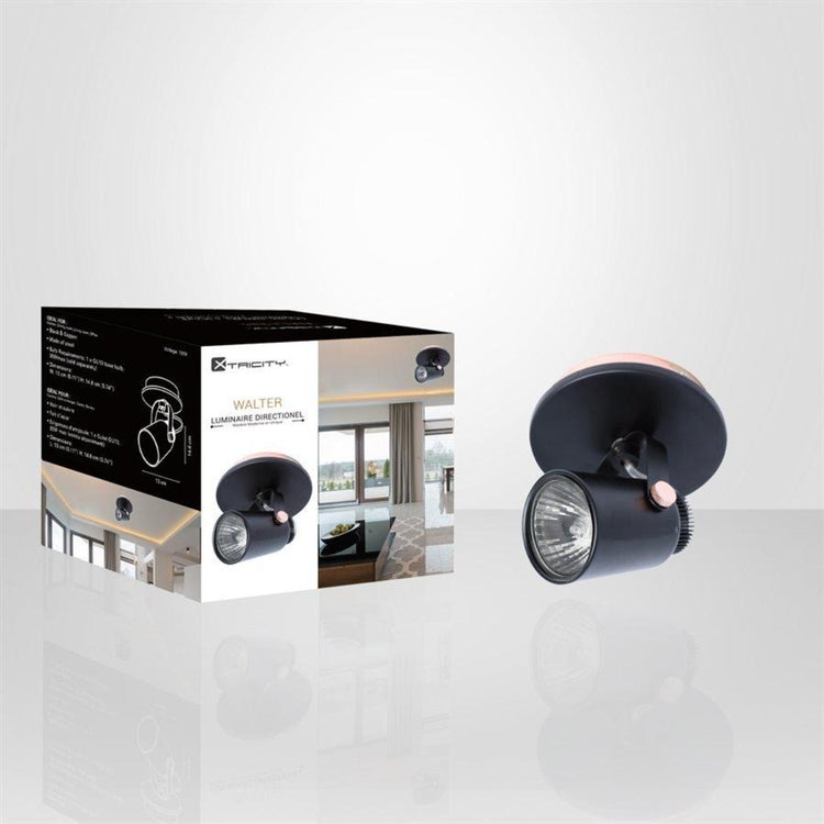 Xtricity - Plafonnier à 1 Tête, Largeur de 5.11'', De la Collection Walter, Noir - Simple Boutique