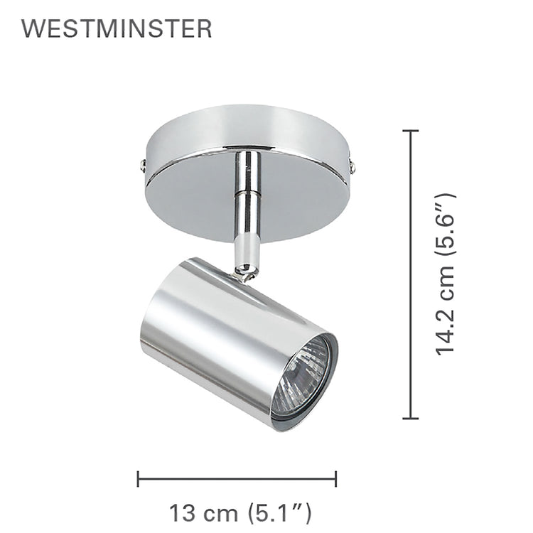 Xtricity - Plafonnier à 1 Tête, Largeur de 5.11'', De la Collection Westminster, Chrome - Simple Boutique