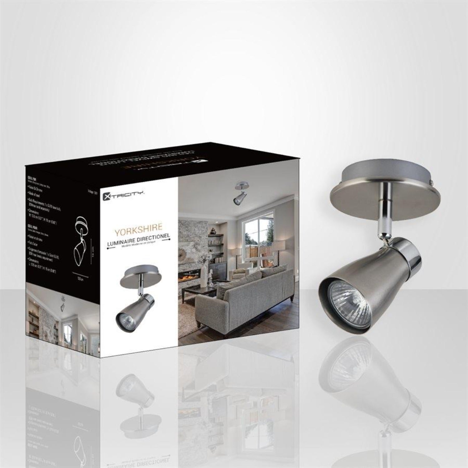 Xtricity - Plafonnier à 1 Tête, Largeur de 5.31'', De la Collection Yorkshire, Nickel Chrome - Simple Boutique