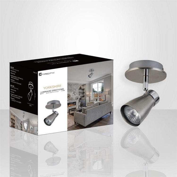 Xtricity - Plafonnier à 1 Tête, Largeur de 5.31'', De la Collection Yorkshire, Nickel Chrome - Simple Boutique