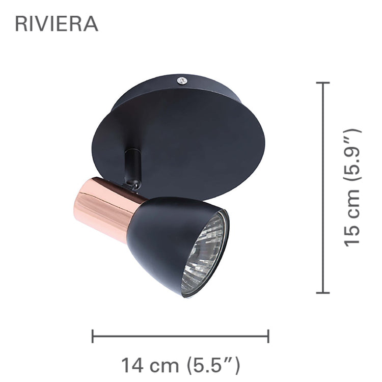 Xtricity - Plafonnier à 1 Tête, Largeur de 5.5'', De la Collection Riviera, Noir - Simple Boutique