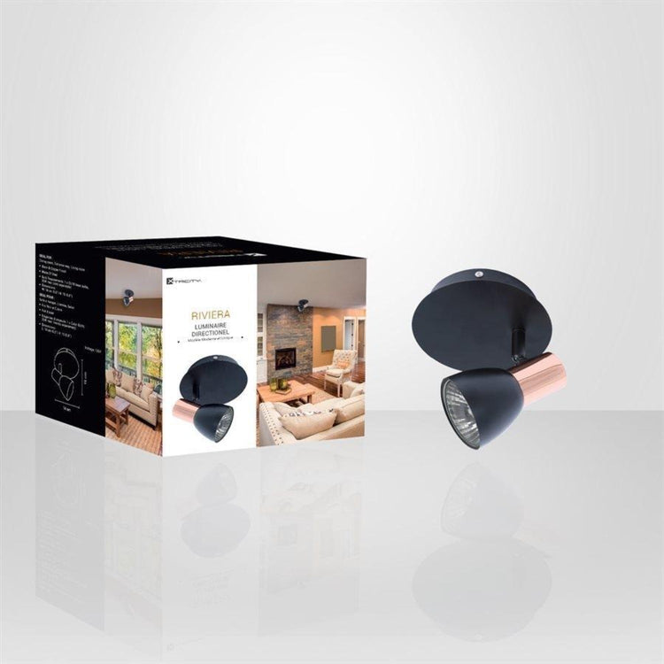 Xtricity - Plafonnier à 1 Tête, Largeur de 5.5'', De la Collection Riviera, Noir - Simple Boutique