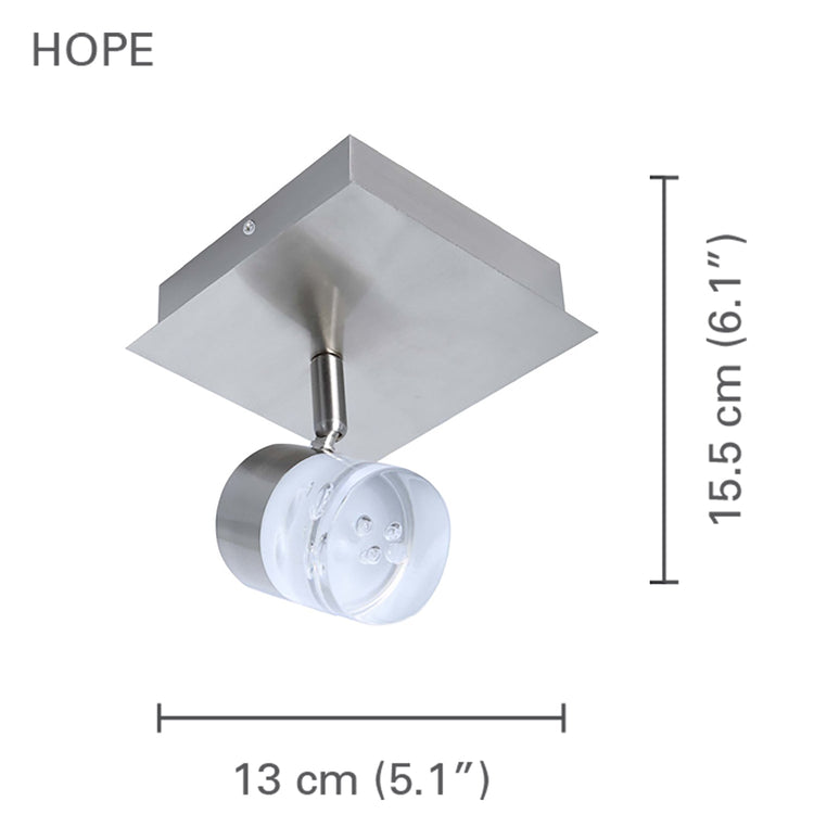 Xtricity - Plafonnier à 1 Tête avec DEL Intégré, Largeur de 5.1'', De la Collection Hope, Nickel - Simple Boutique