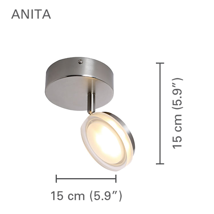 Xtricity - Plafonnier à 1 Tête avec DEL Intégré, Largeur de 5.90'', De la Collection Anita, Nickel - Simple Boutique