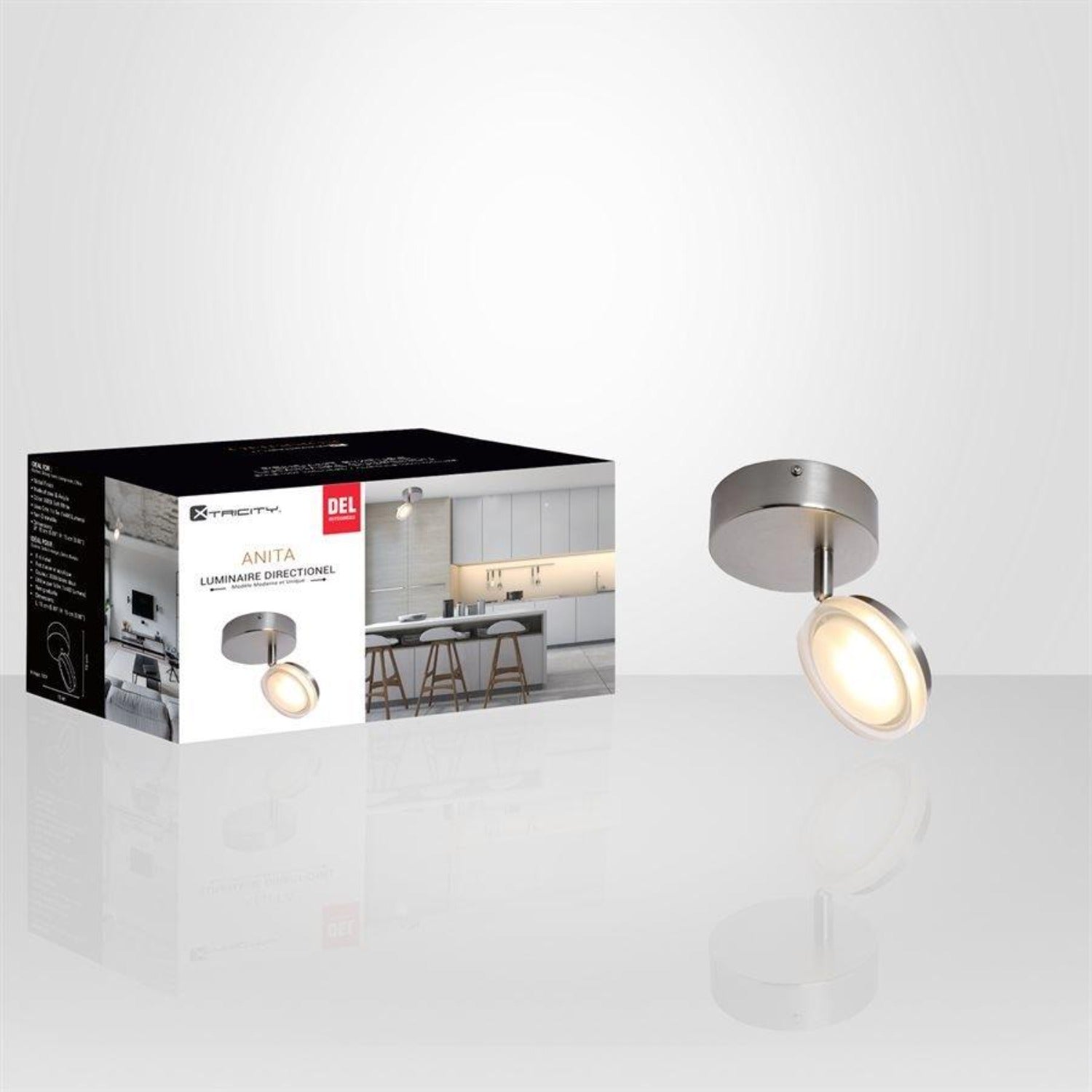 Xtricity - Plafonnier à 1 Tête avec DEL Intégré, Largeur de 5.90'', De la Collection Anita, Nickel - Simple Boutique