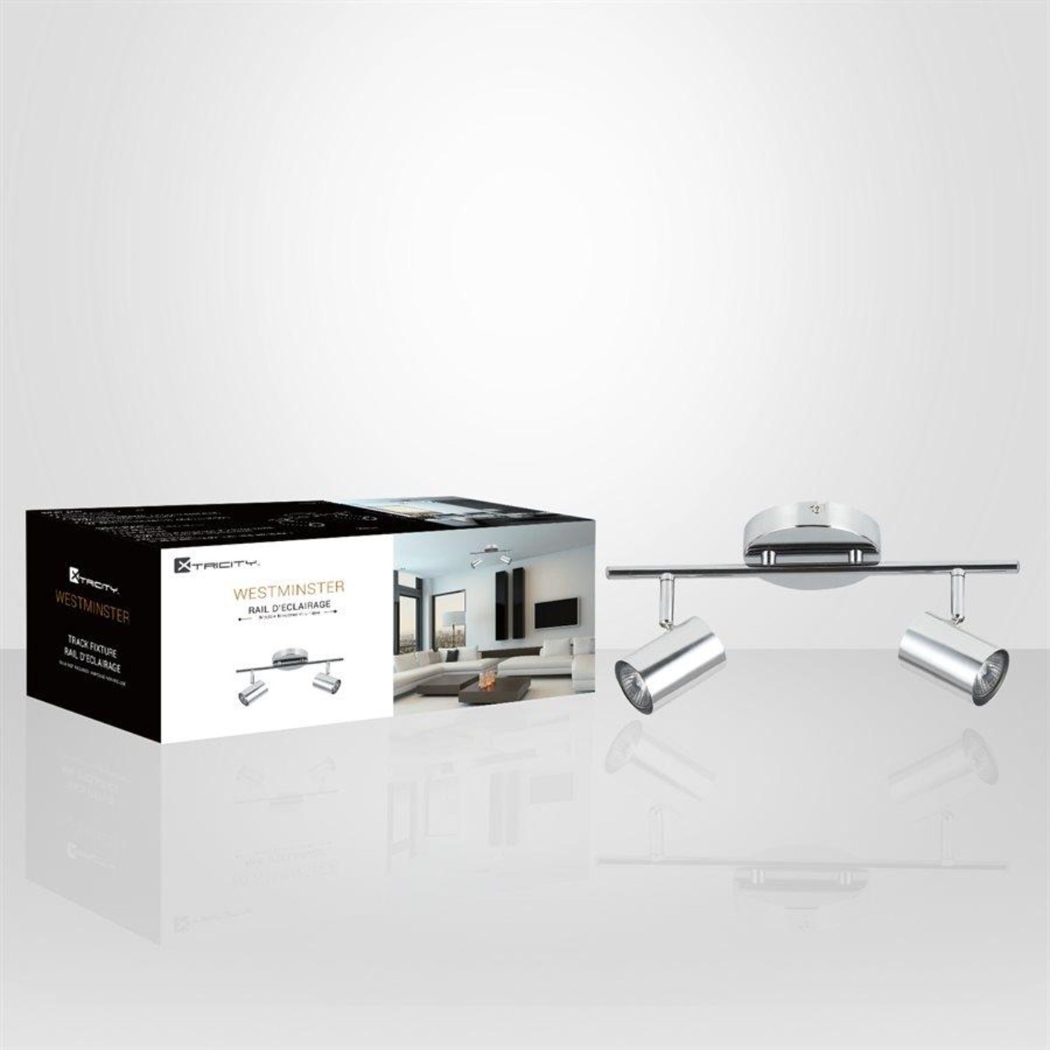 Xtricity - Plafonnier à 2 Têtes, Largeur de 13.97'', De la Collection Westminster, Chrome - Simple Boutique