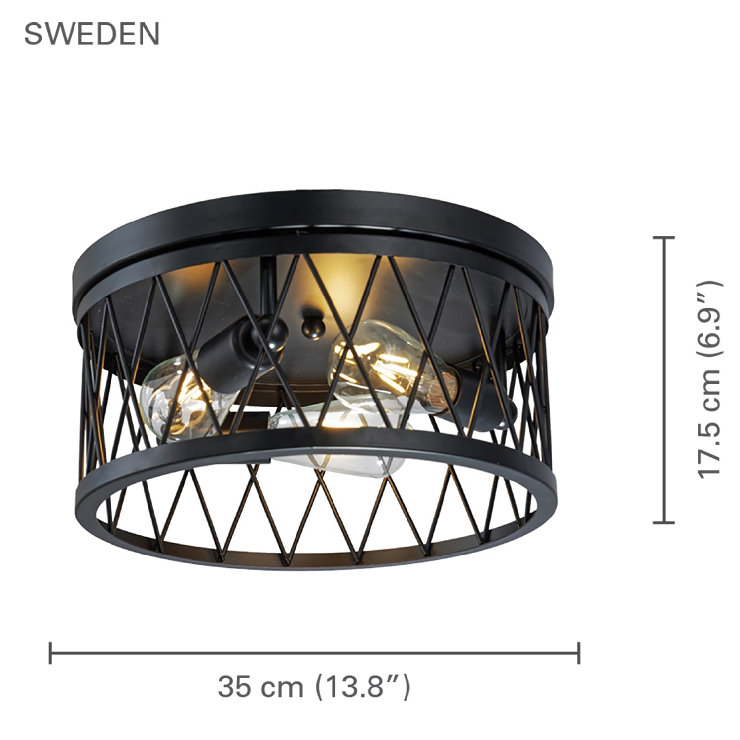 Xtricity - Plafonnier à 3 Lumières, Diamètre de 13.8'', De la Collection Sweden, Noir - Simple Boutique