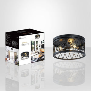 Xtricity - Plafonnier à 3 Lumières, Diamètre de 13.8'', De la Collection Sweden, Noir - Simple Boutique