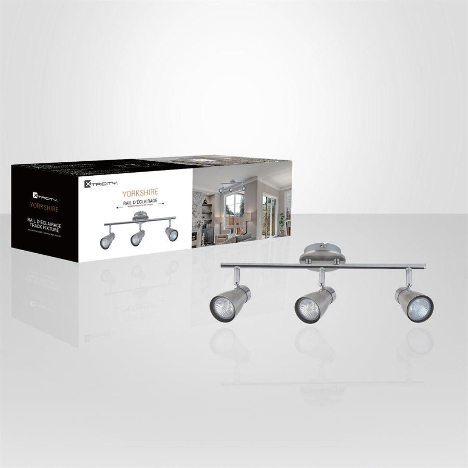 Xtricity - Plafonnier à 3 Têtes, Largeur de 23.22'', De la Collection Yorkshire, Nickel Chrome - Simple Boutique