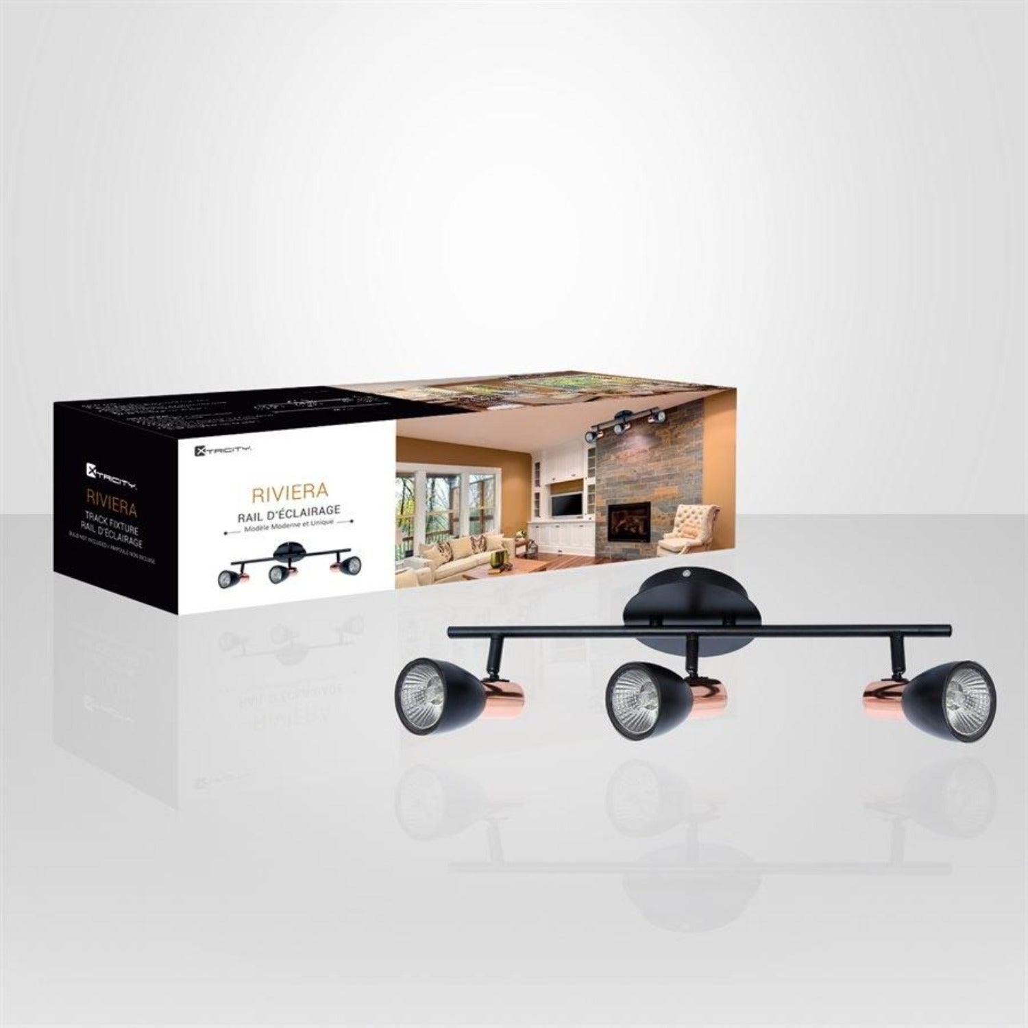 Xtricity - Plafonnier à 3 Têtes, Largeur de 24.4'', De la Collection Riviera, Noir - Simple Boutique