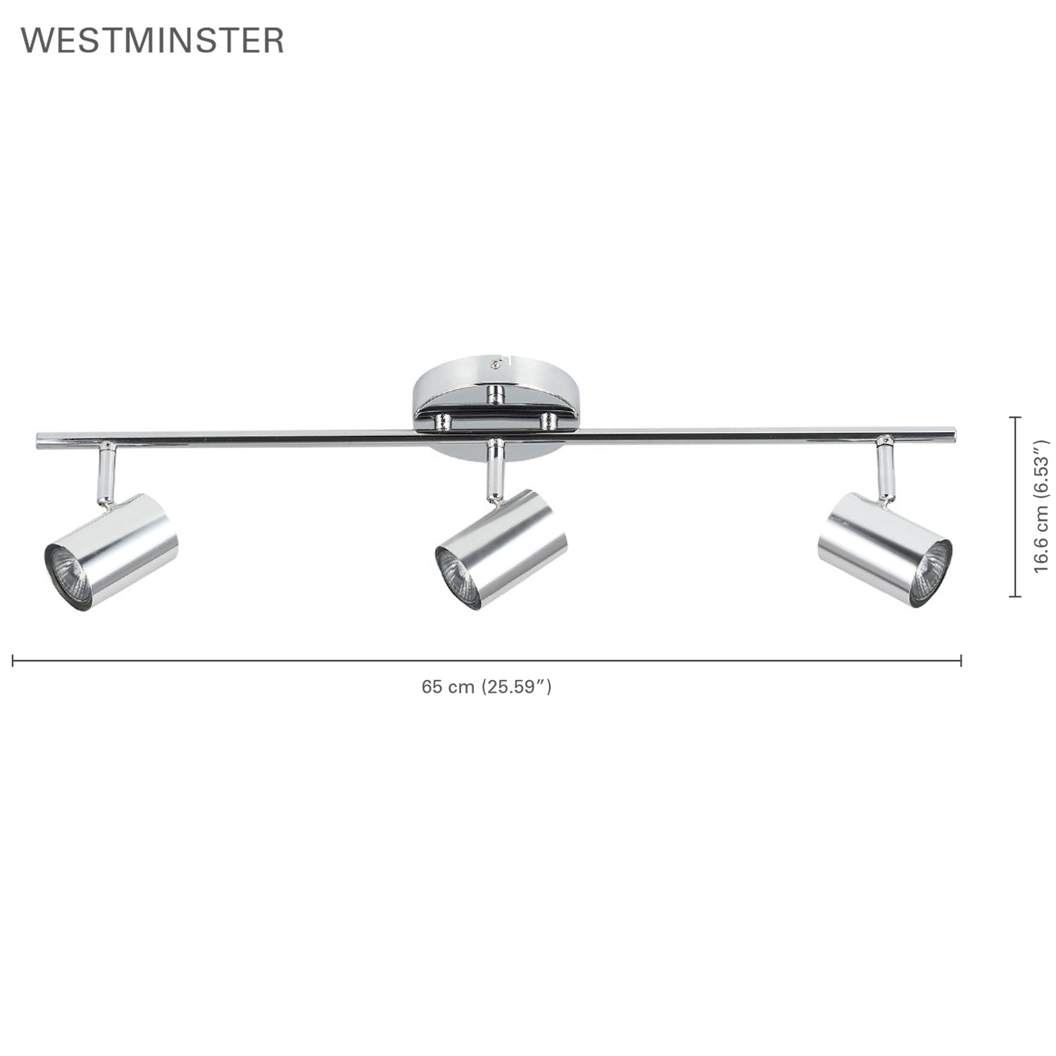 Xtricity - Plafonnier à 3 Têtes, Largeur de 25.59'', De la Collection Westminster, Chrome - Simple Boutique