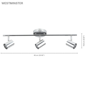 Xtricity - Plafonnier à 3 Têtes, Largeur de 25.59'', De la Collection Westminster, Chrome - Simple Boutique