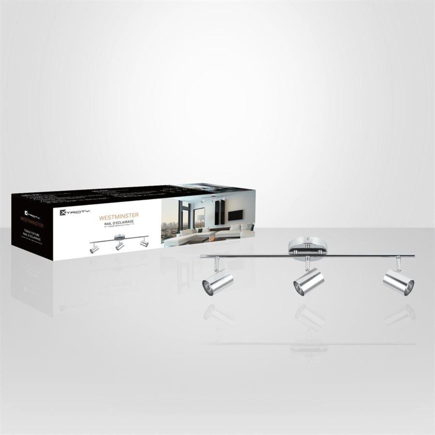 Xtricity - Plafonnier à 3 Têtes, Largeur de 25.59'', De la Collection Westminster, Chrome - Simple Boutique