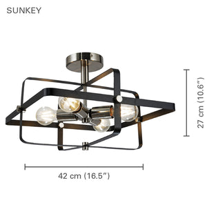 Xtricity - Plafonnier à 4 Lumières, Largeur de 16.5'', De la Collection Sunkey, Noir - Simple Boutique