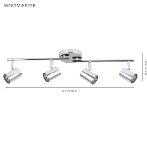 Xtricity - Plafonnier à 4 Têtes, Largeur de 24.64'', De la Collection Westminster, Chrome - Simple Boutique