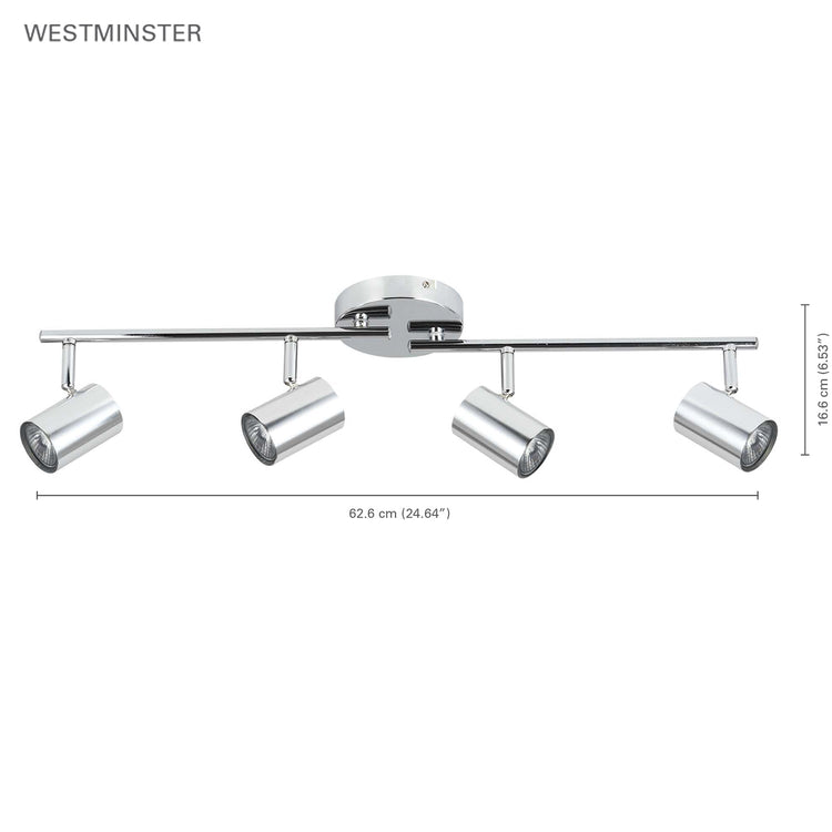 Xtricity - Plafonnier à 4 Têtes, Largeur de 24.64'', De la Collection Westminster, Chrome - Simple Boutique
