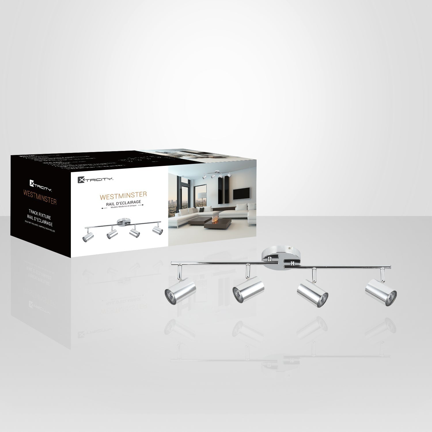 Xtricity - Plafonnier à 4 Têtes, Largeur de 24.64'', De la Collection Westminster, Chrome - Simple Boutique