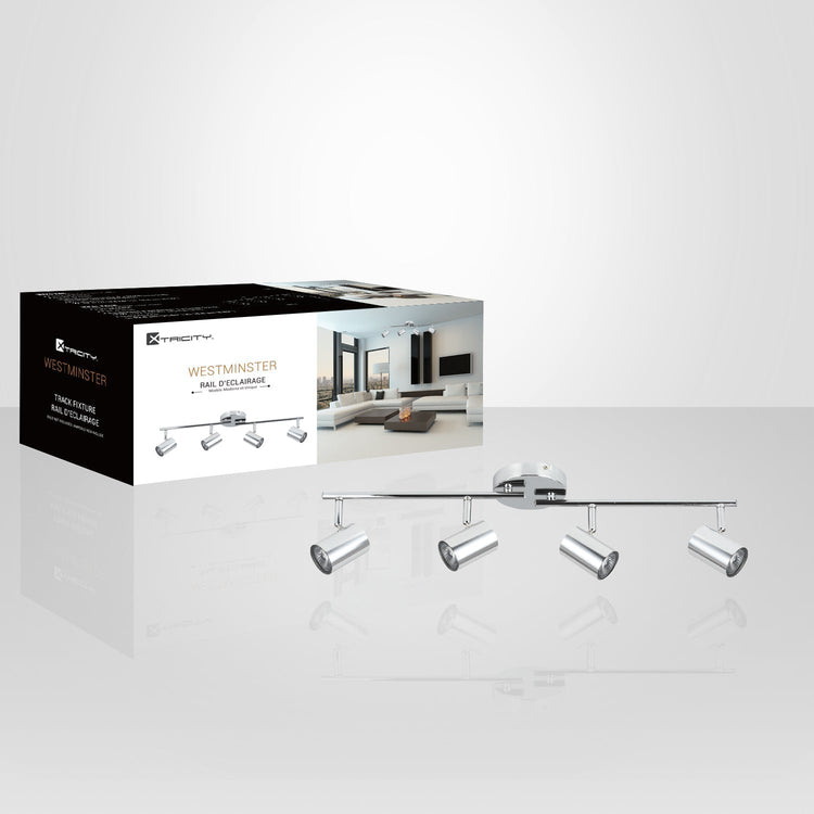 Xtricity - Plafonnier à 4 Têtes, Largeur de 24.64'', De la Collection Westminster, Chrome - Simple Boutique