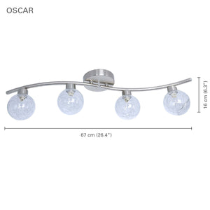 Xtricity - Plafonnier à 4 Têtes, Largeur de 26.3'', De la Collection Oscar, Argenté - Simple Boutique
